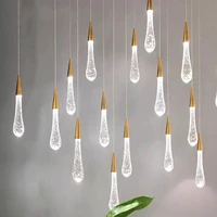 artpad water drop glass pendant light with small bubblediy long cable hanging pendant lamp for villa staircase bar cloth shop
