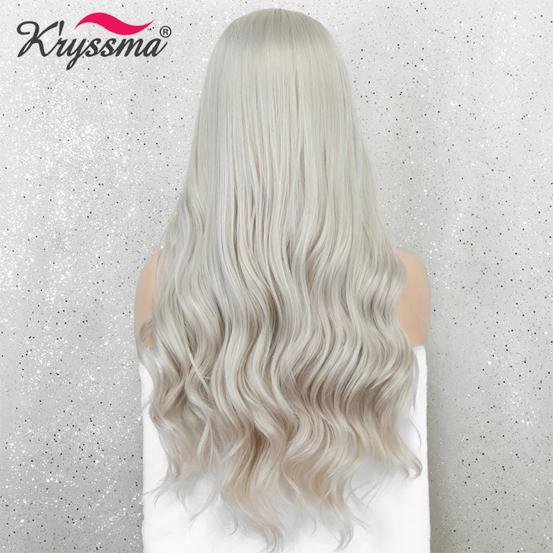 Парик Платиновый светлый Kryssma 13 × 4 парик на шнуровке спереди пыльный длинный