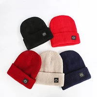 womens mens smiley hat corduroy beanies autumn winter hats for women girls fashion bonnets fall kniited hats hip hop caps 2021