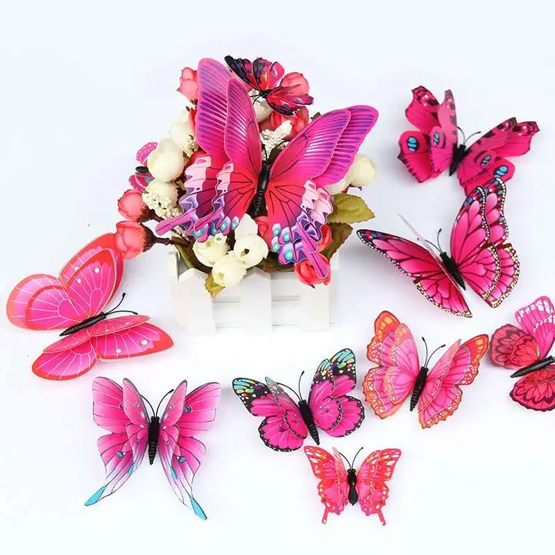 Настенные Цветные 3D наклейки в виде бабочек для гостиной свадьбы домашний декор