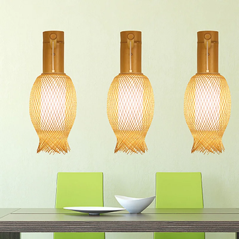 Бамбуковый Плетеный ротанговый фонарь настенный светильник деревенский