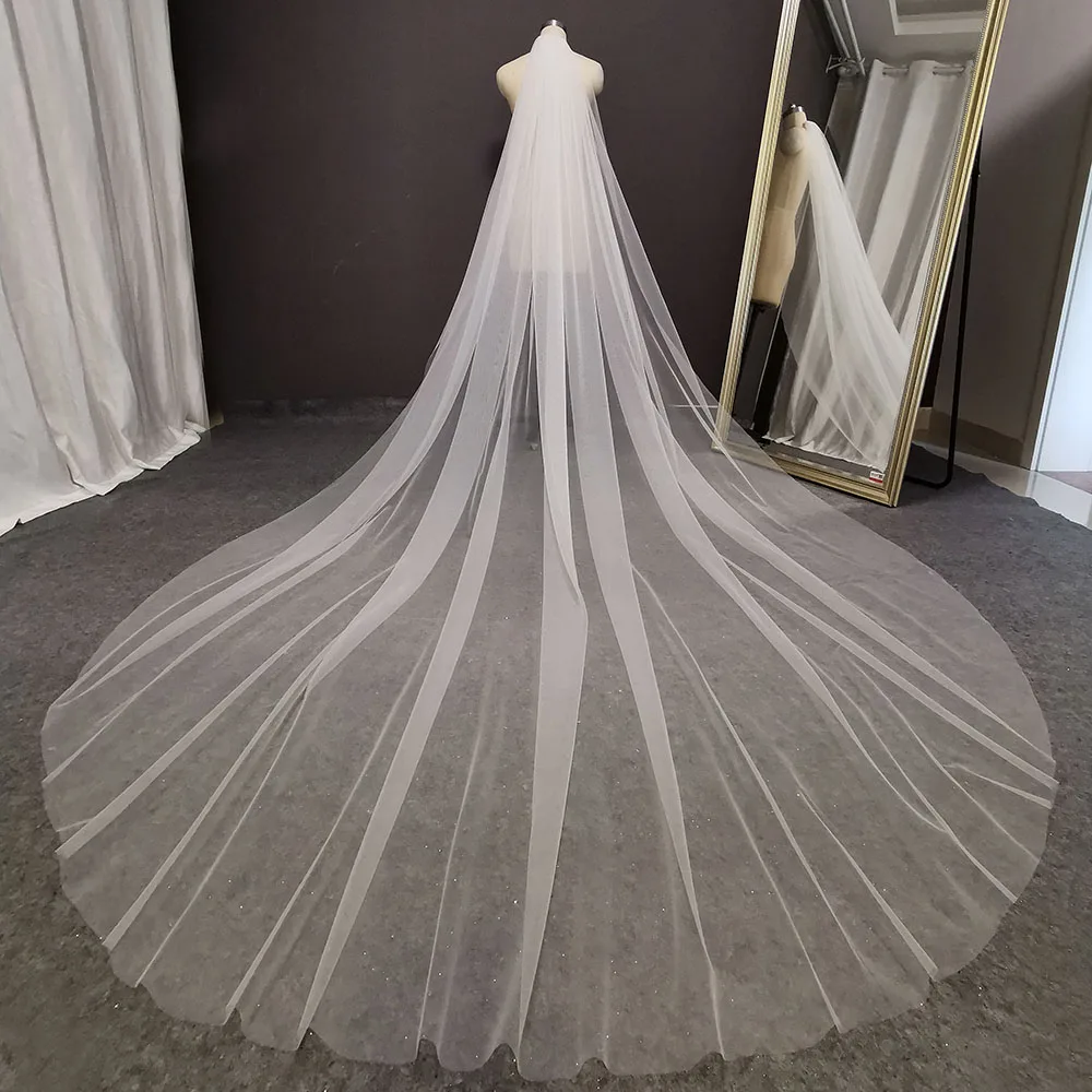 Длинная мягкая фатиновая Свадебная Фата с расческой высокое качество простая