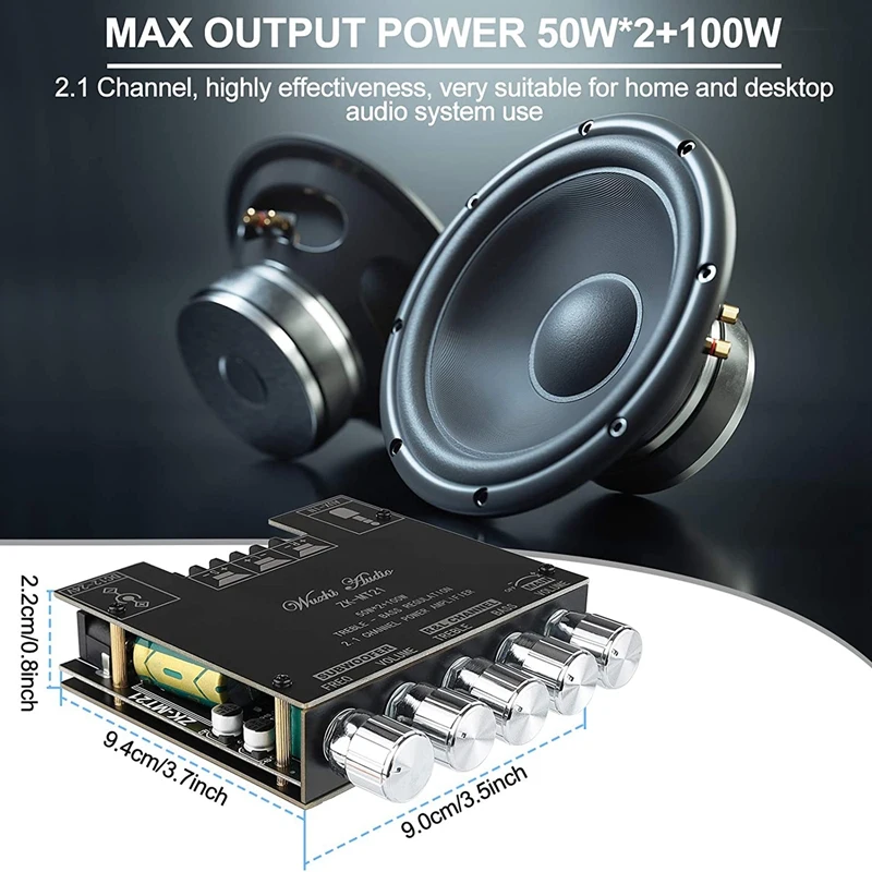 ZK-MT21 2 1 канальный Bluetooth 5 0 сабвуфер усилитель плата 50 Вт x2 + 100 мощность аудио