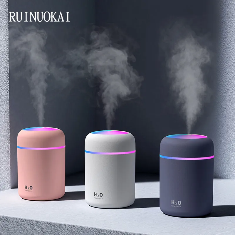

300ML White Mini Air Humidifer Aroma Essential Oil Diffuser with Romantic Lamp USB Mist Maker Aromatherapy Humidifiers for Home