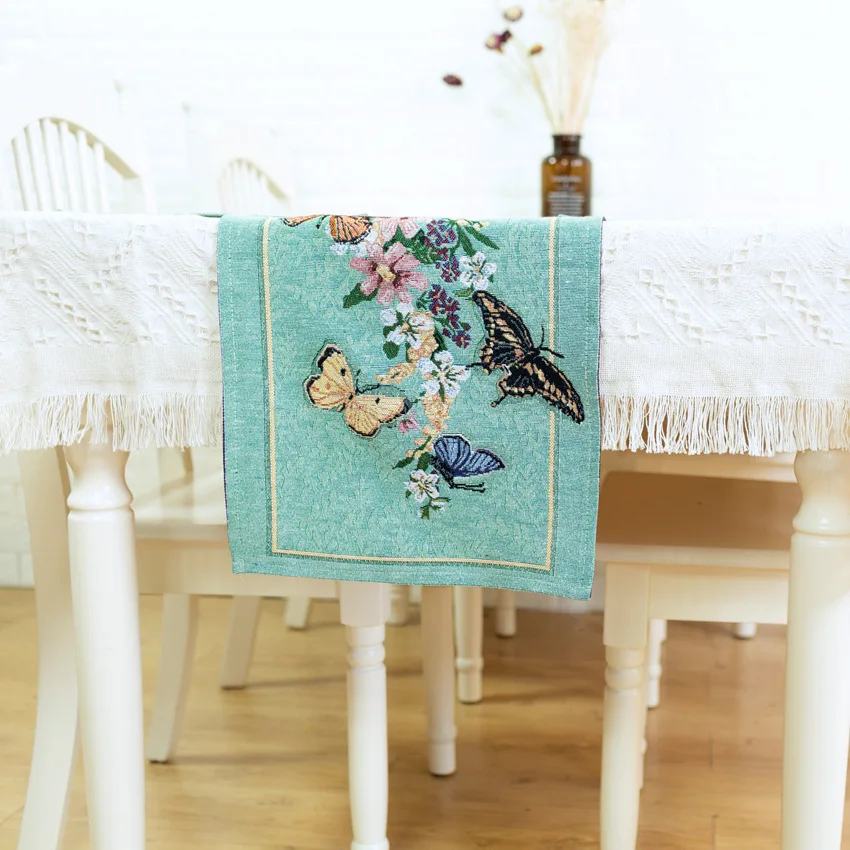 

Butterfly table runner polyester cotton jacquard long doily fabric table runner placemat christmas decorations for home table