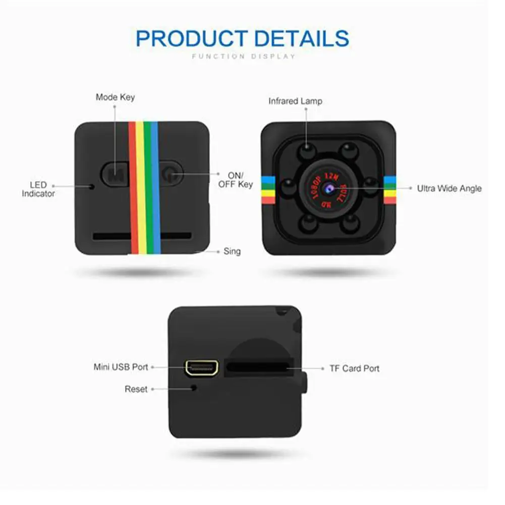 

SQ11 Outdoor Sports Aerial Camera HD Night Vision Camera Mini Camera Sports DV