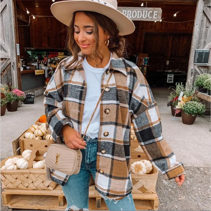 

hirigin Spring Autumn Women Long Sleeve Shirt Style Plaid Jackets Fashion Ladies Casual Street Homewear Outfits Clothes S-3XL