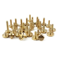 10pcs solid brass m3 slotted screws flat head bolts without nuts leather craft studs belt fasteners 8mm10mm cap more size