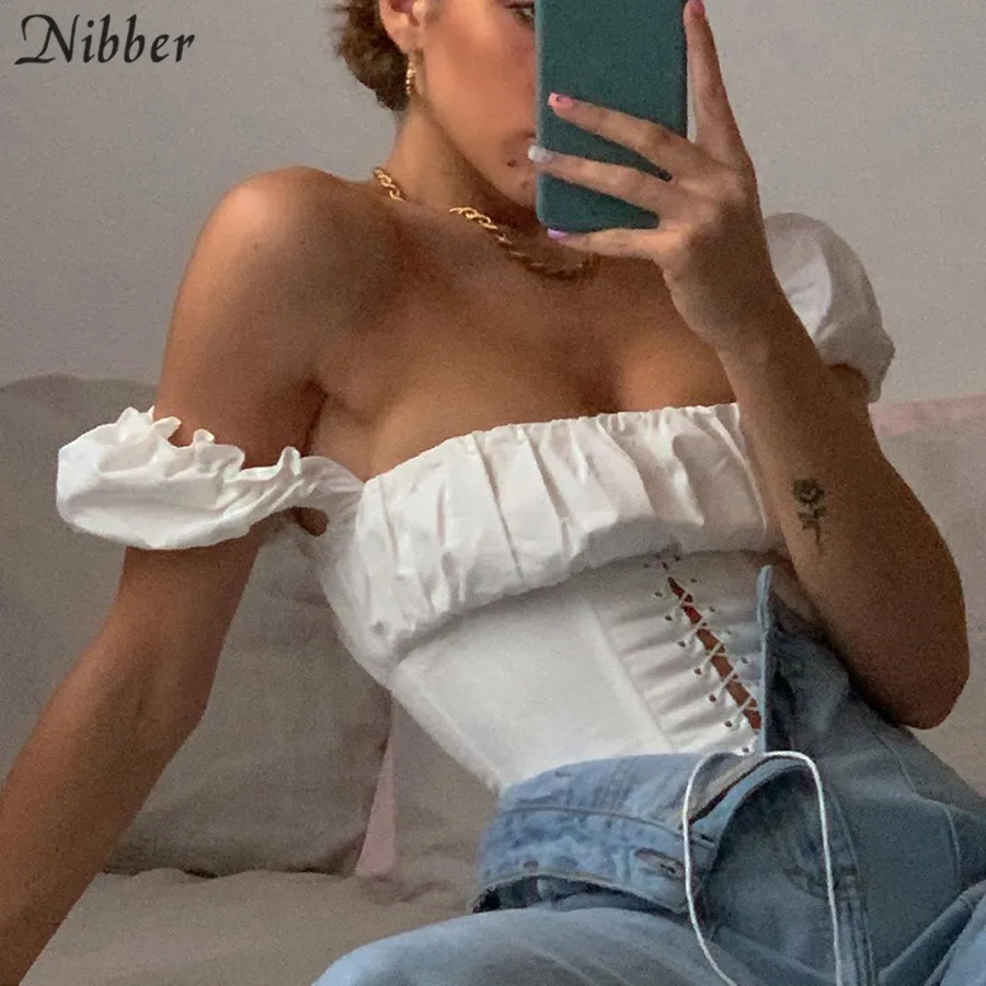 Элегантные французские романтические женские топы Nibber белая футболка с коротким