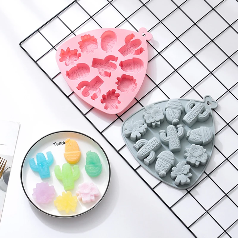 

Homemade Cartoon Silicone Chocolate Mold Cactus Biscuit Fudge Ice Cube Mold Kitchen Baking Cake High Temperature Non-stick Mold