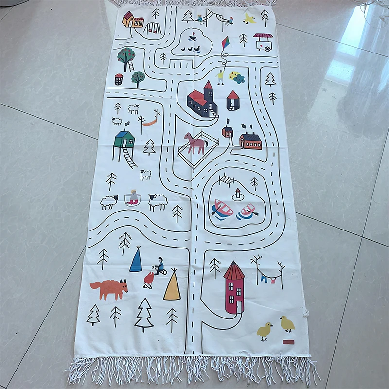 

Ползающие ковры, детские игровые коврики, детский коврик для ползания, украшение, кисточка, шоссе, игровой коврик для детей, декор для гостин...