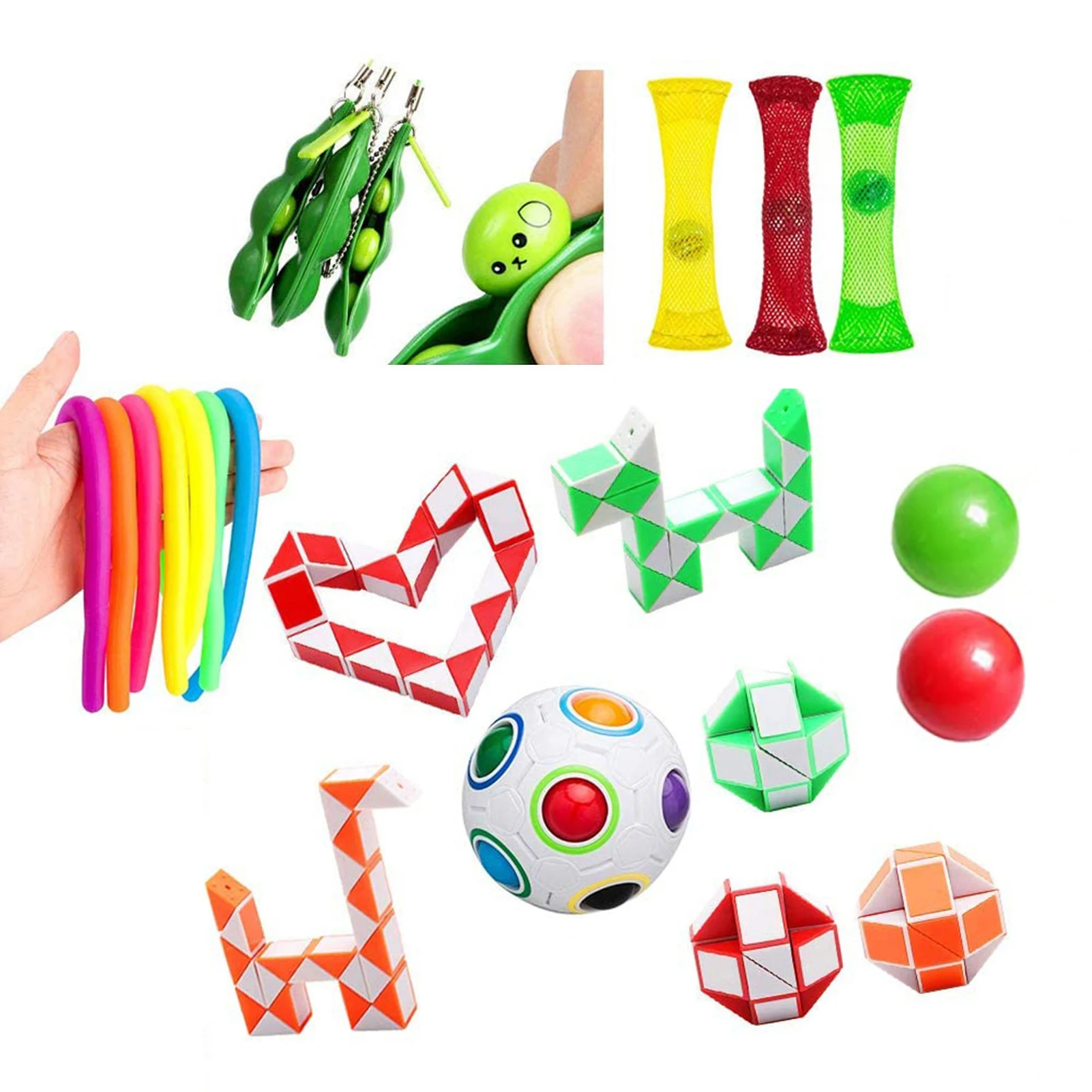 

22PCS/set Decompression Ball Toy Suit Stress Relief Pop Bubble Fidget Sensory Decompression Toy For Kids Adults