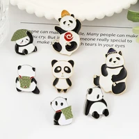 2021 new cartoon animal enamel pins custom panda brooches bag clothes lapel pin badges funny zoo jewelry fashion and accessories