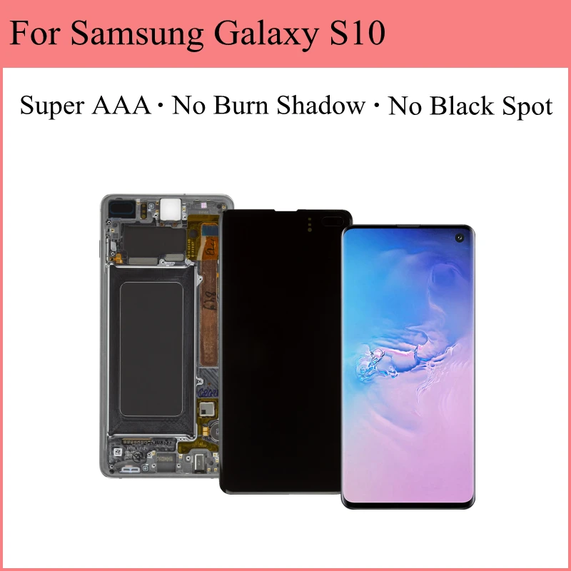 

100% супер оригинальный AMOLED для Samsung Galaxy S10 ЖК-дисплей G973 G973F S10 + плюс G975 ЖК-дисплей S10e сенсорный экран дигитайзер Ремонт