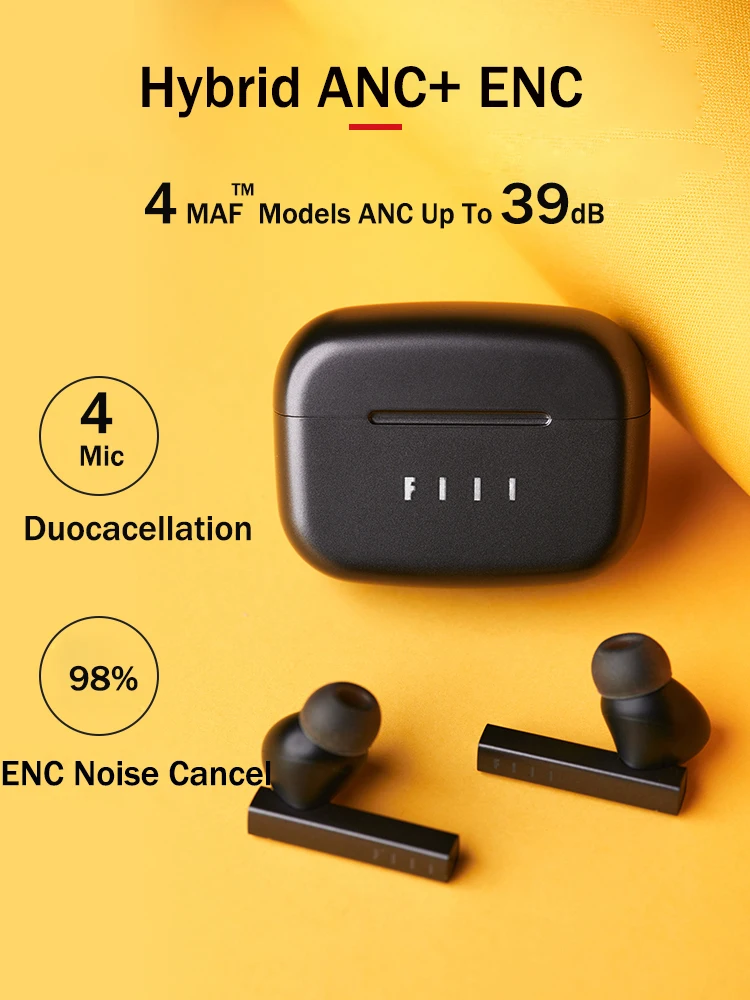 للبيع جديد FIIL CC برو TWS صحيح سماعة لاسلكية تعمل بالبلوتوث 5.2 ANC + ENC سماعة دعم شحن لاسلكي 4 نماذج الضوضاء النشطة إلغاء ما يصل إلى 39dB