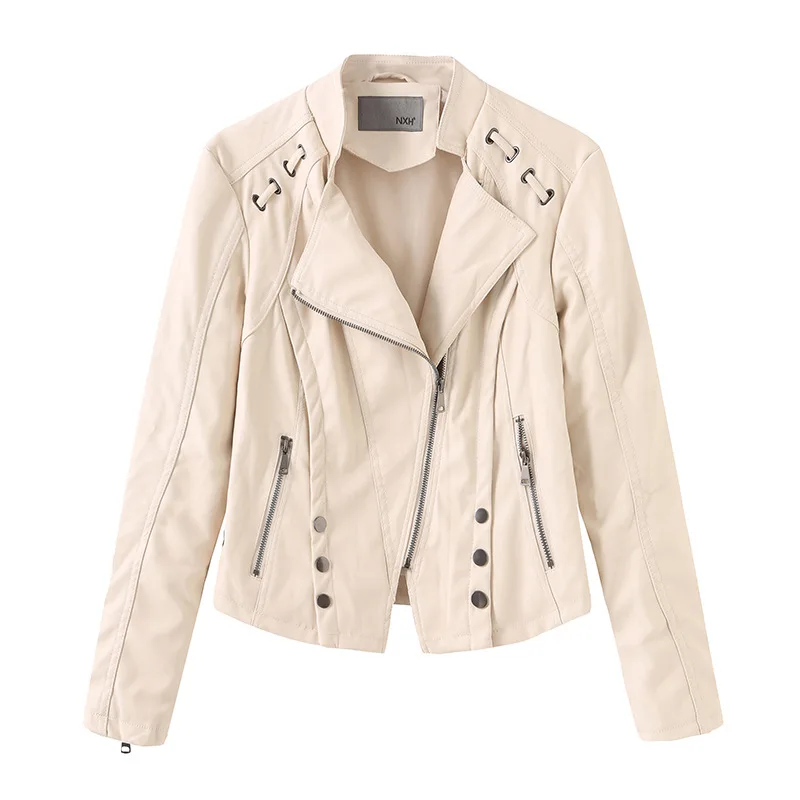 

New Women's Fashion Long Sleeve Jacket Locomotive Clothes Faux Leather Coats