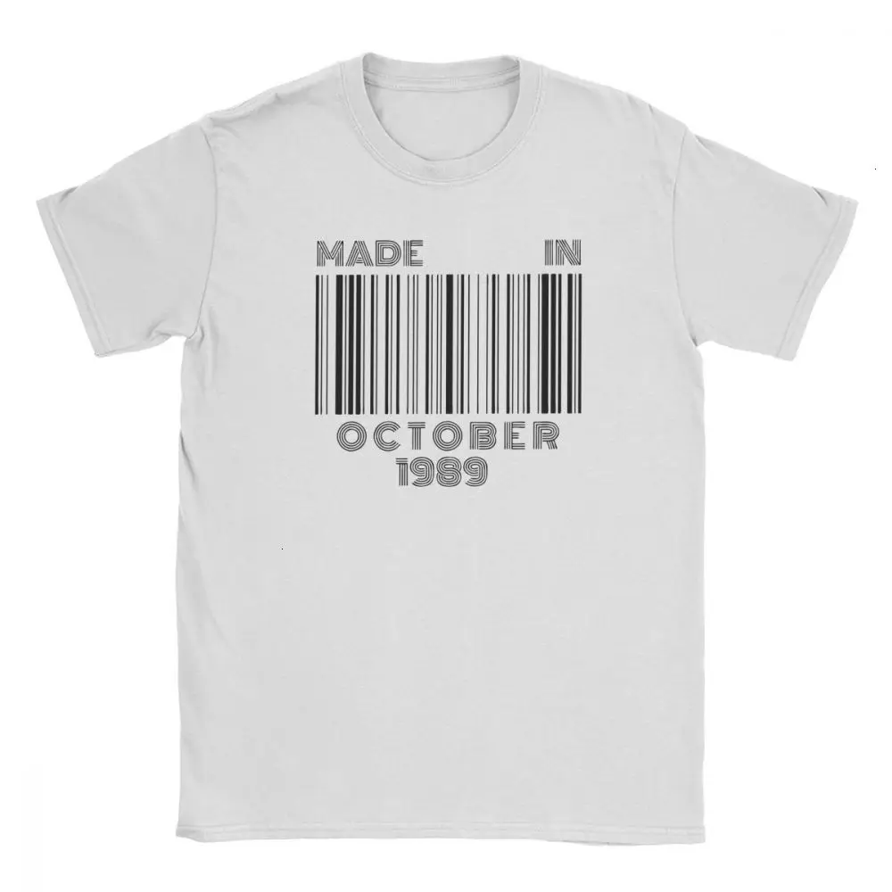 

one yona Made In October 1989 T Shirt Born In October Barcode 30th Birthday Gift T-Shirt Men Short Sleeved Vintage Shirt Cotton