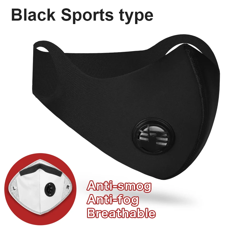 Black and sports Мотоциклетная маска, активированный уголь, велосипедная маска для лица, анти-загрязнение, велосипедный анти-смог, на открытом воздухе, тренировочный шарф, спортивный мотор, головной убор - Цвет: Black and sports