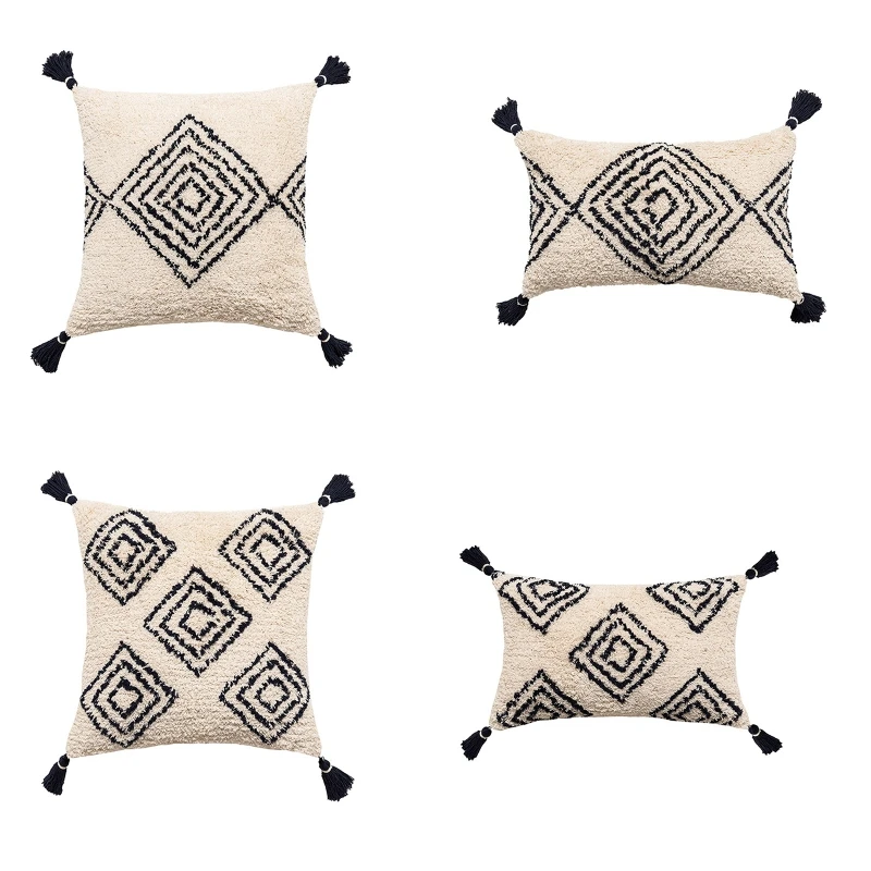 

Tufted Embroidery Pillowcase Throw Pillow Case Sofa Cushion Cover Home Decora