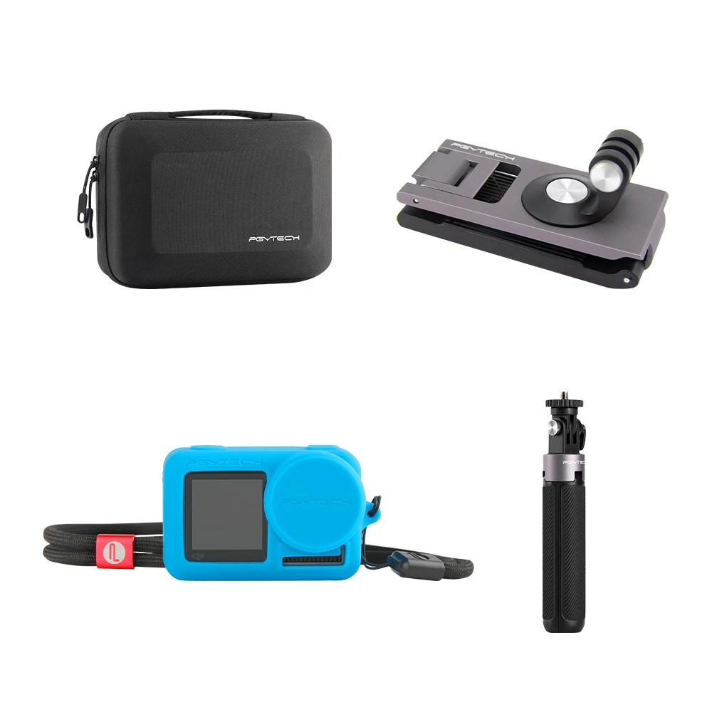 

Дорожный набор для переноски PGYTECH OSMO, чехол с ремешком, силиконовый чехол, удлинитель, штатив для DJI OSMO ACTION