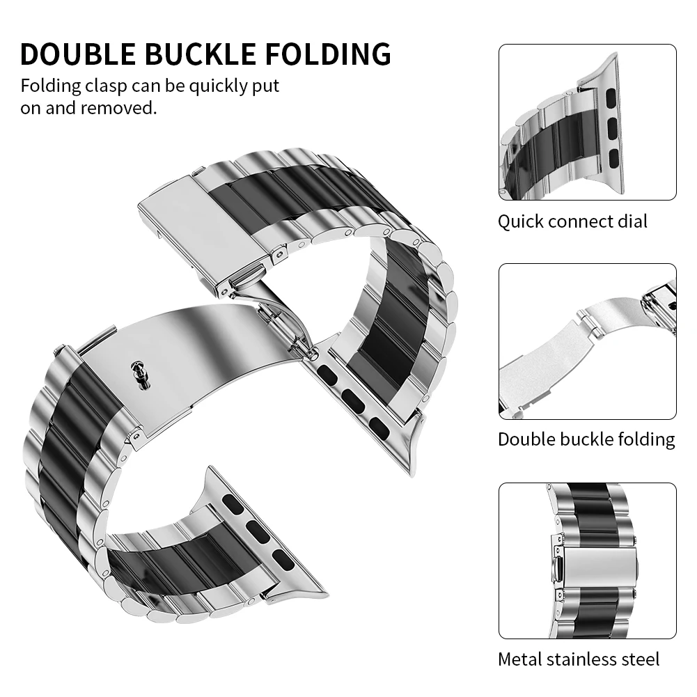 Metal Strap for Apple watch band 44mm 42mm 40mm 38mm Stainless steel replacement bracelet strap for iwatch 7 6 SE 5 4 3 2 1 band