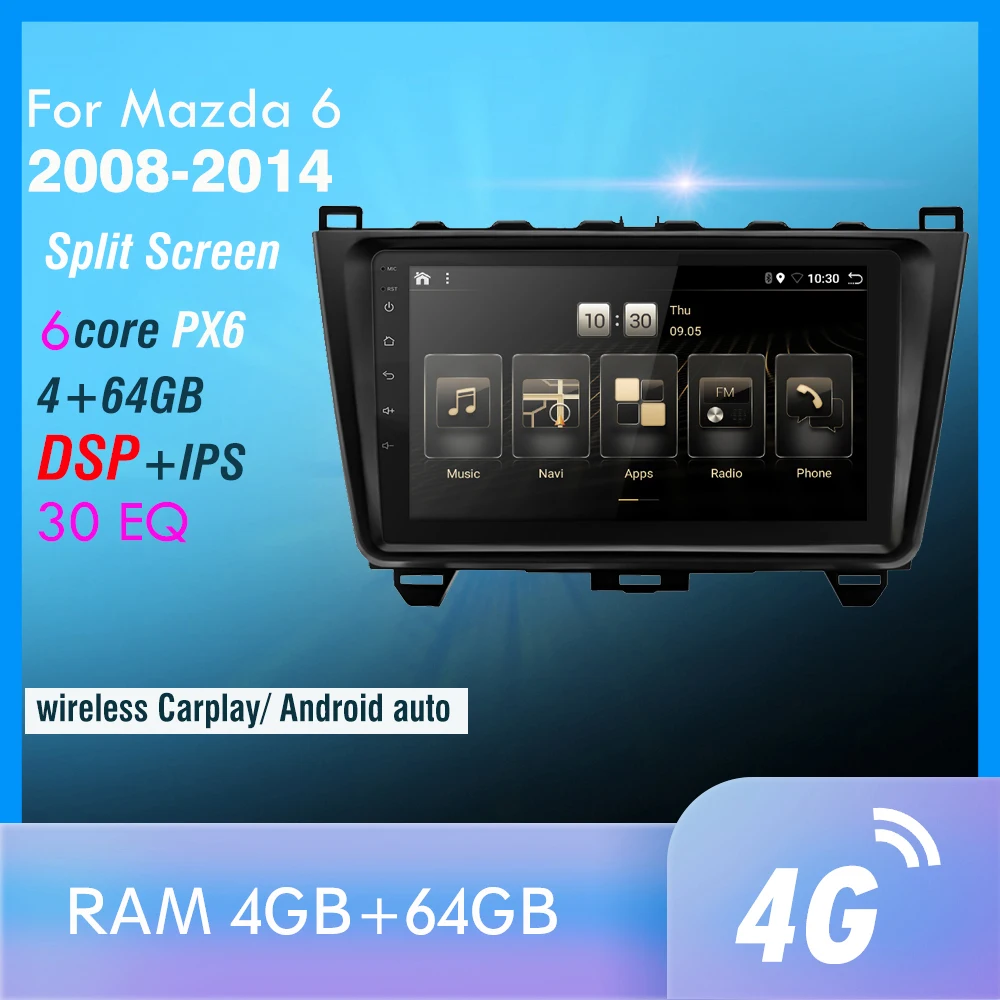 PX6 Android 10 DSP автомобильное радио для Mazda 6 Rui Wing 2008 2009 2010 2011 2012 2013 2014 мультимедийный