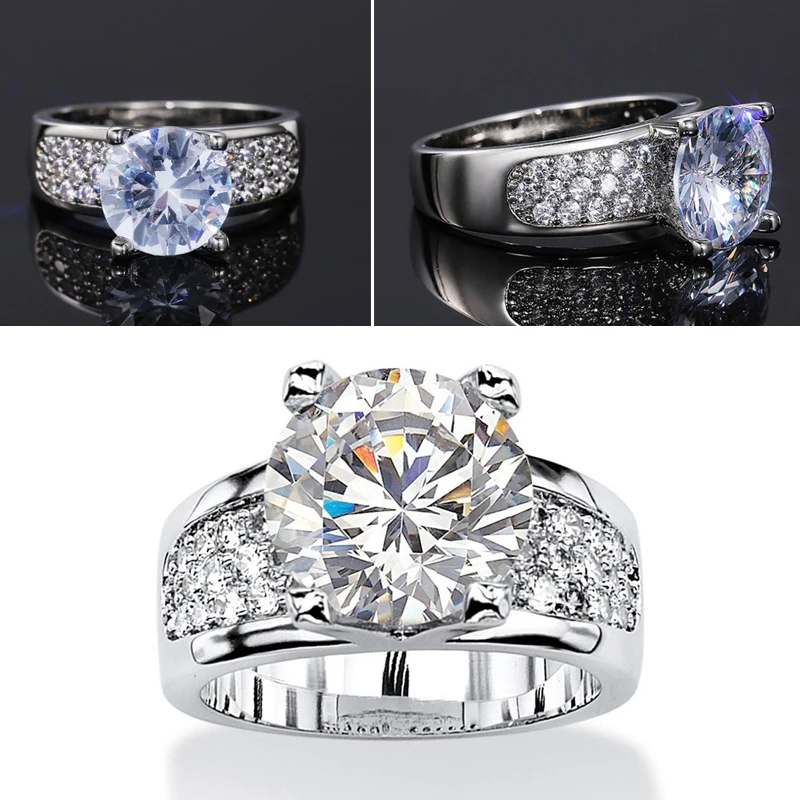 

Gu Li Elegant Ladies Round Crystal Rhinestone Ring Fashion Ladies Party Wedding Engagement Bridal Jewelry Factory Outlet