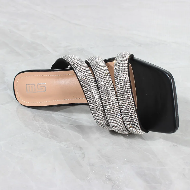 Women's High-heeled Sandals 2022 Summer New Irregular Crystal Open-toed Fashion Outside Sexy Slippers Women Shoes 7.5CM