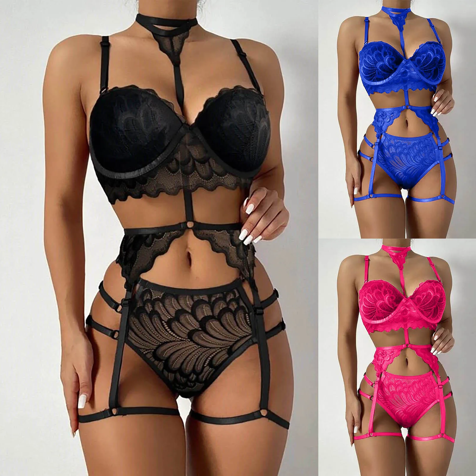 

New Sexy Lingerie Fashion Lace Sling Set Teddy Underwear Sleepwear Steel Ring Pajamas Sexy G-String Lingerie Set Lenceria