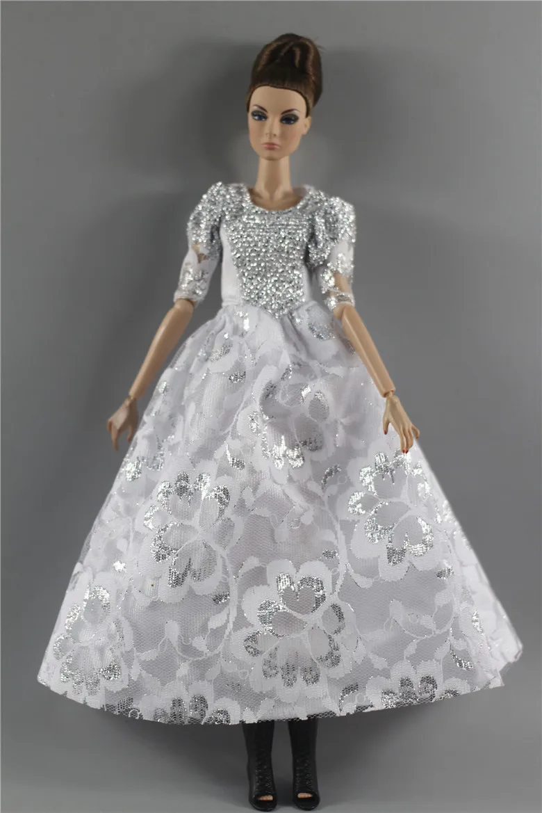 

White Wedding Dress Outfit Suit Sets for Barbie BJD FR SD Doll Clothes Role Play Accessories Toys for Girl