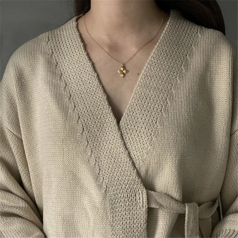 Женское ожерелье из серебра 925 пробы с крестом и цветком | Украшения аксессуары