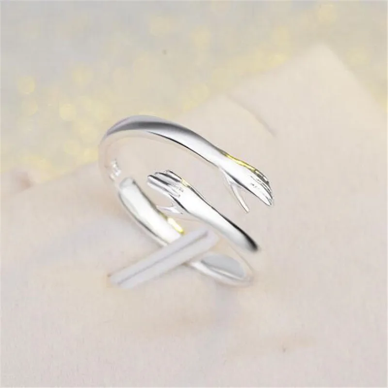 

Creative Love Hug Silver Color Ring Fashion Lady Open Ring Jewelry Gifts for Lovers