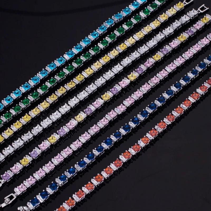 Женские теннисные браслеты-цепочки Pera ювелирные изделия серебристого цвета с