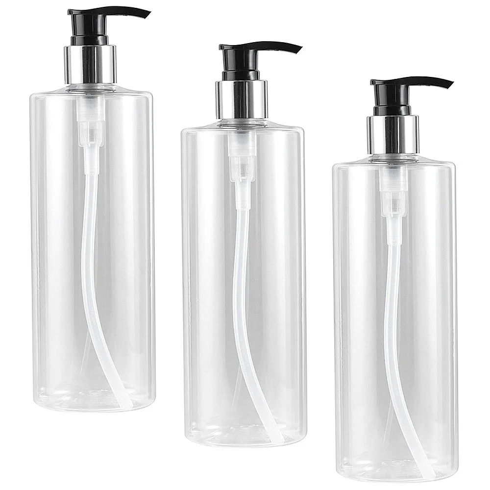 3PCS 500ml Press Pump Bottles Transparent Shower Gel Round Empty Reusable Soap Hand Sanitizer Clear Soap Foaming Bottle Liquid