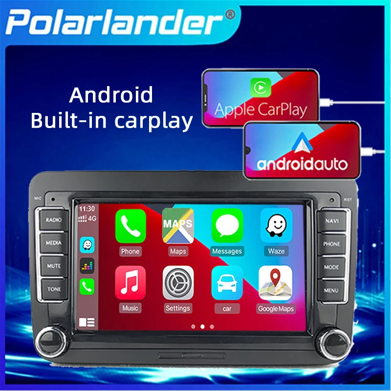 

Автомобильный радиоприемник Polarlander 2 Din Bluetooth 7 дюймов WIFI встроенный Carplay Android GPS FM AM Для Bora Golf VW Polo Passat B6 B7 Touran