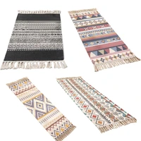 cotton area rug large handwoven cotton rugs with tassels printed geometric boho rug for living room bedroom laundry room entry