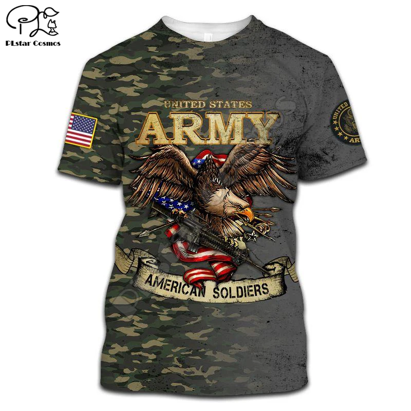 

PLstar Cosmos 3DPrint Newfashion Summer Army Veteran Soldier Art Unisex Casual Men/Women T-Shirt Harajuku Streetwear Funny R-3