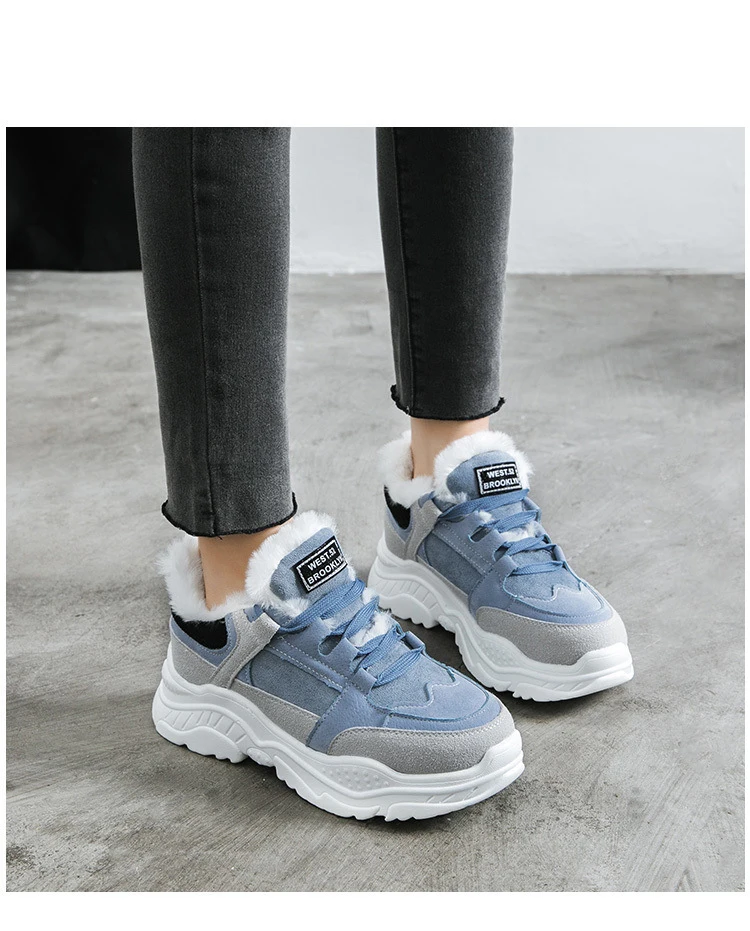 Модные кроссовки женская зимняя обувь для бега хлопковая плюшевая спортивная