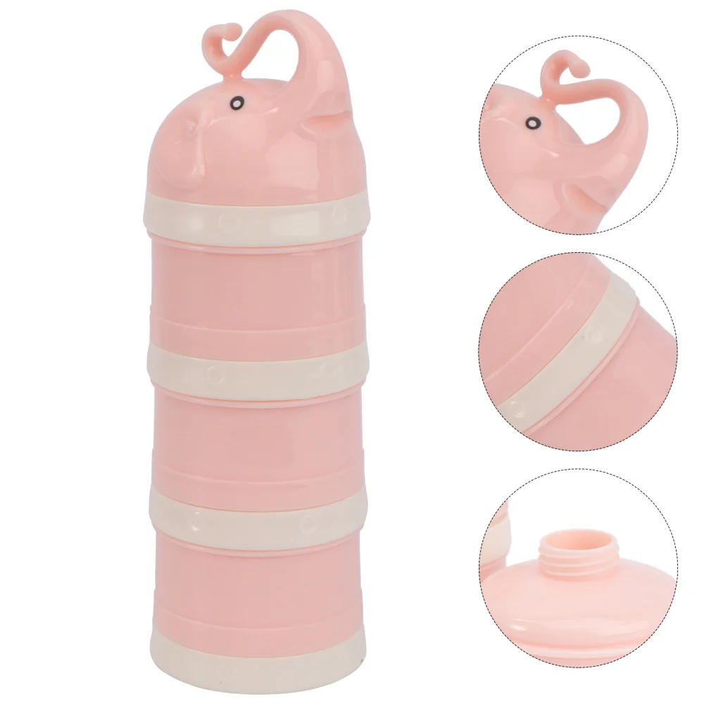 

Cartoon Elephant Design Baby Powder Box 3 Layers Portable Packaging Container Food Supplement Case (Green)