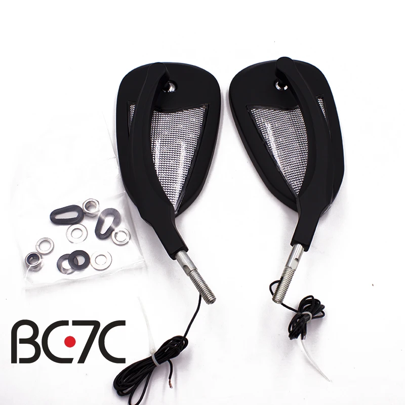 Зеркало заднего вида для мотоцикла BC7C со светодиодсветильник указателем поворота, черные металлические зеркала заднего вида для Harley 883