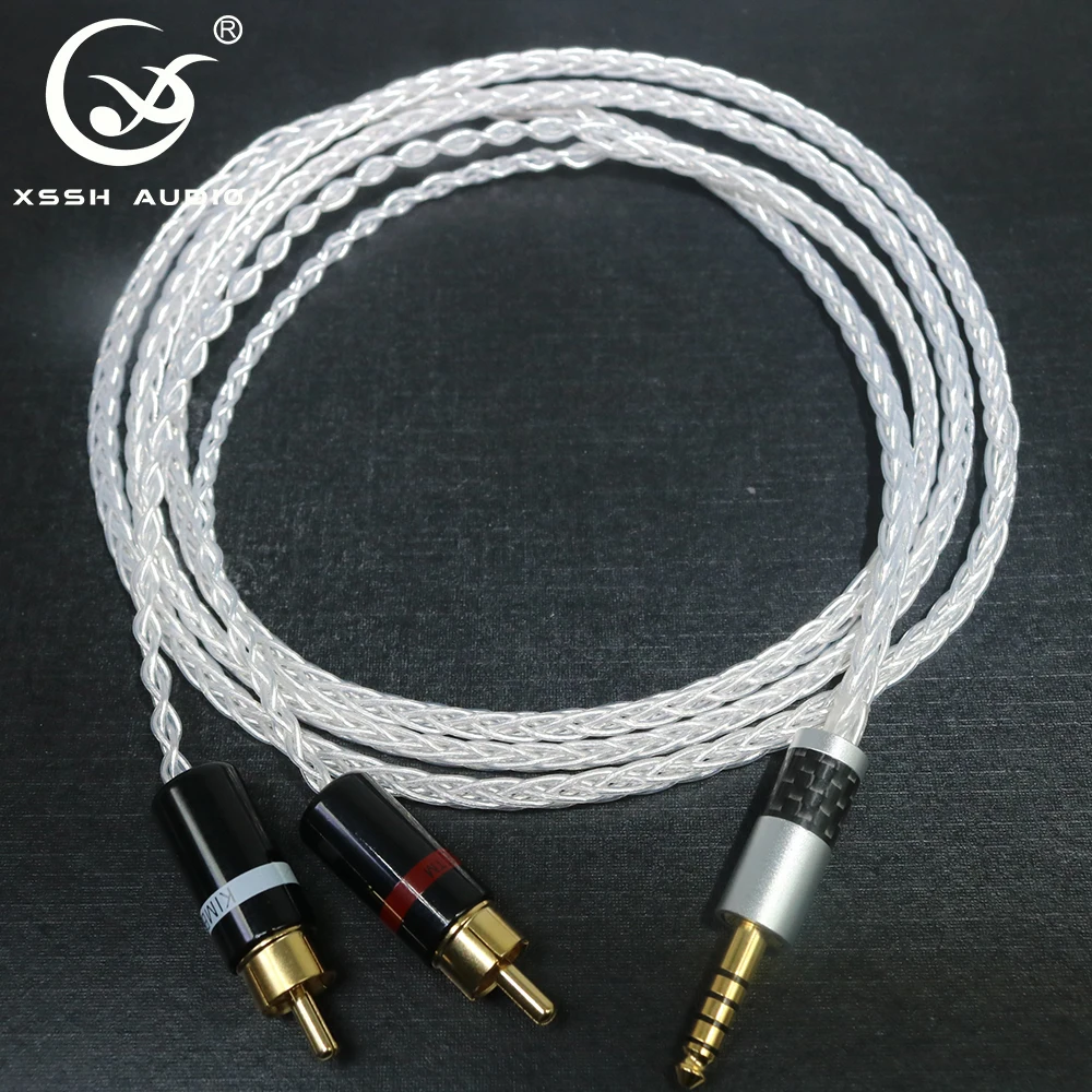Кабель-удлинитель для наушников YIVO XSSH audio 4 мм на 2 RCA 8 ядер посеребренный Чистая