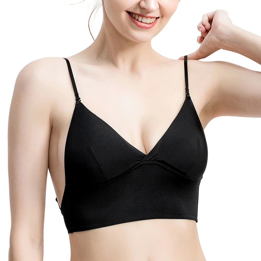 

Sexy Backless Strapless Bra Women Thin Lace Bralette Lingerie Brassiere Low Back Underwear Push Up Plus Size Bras