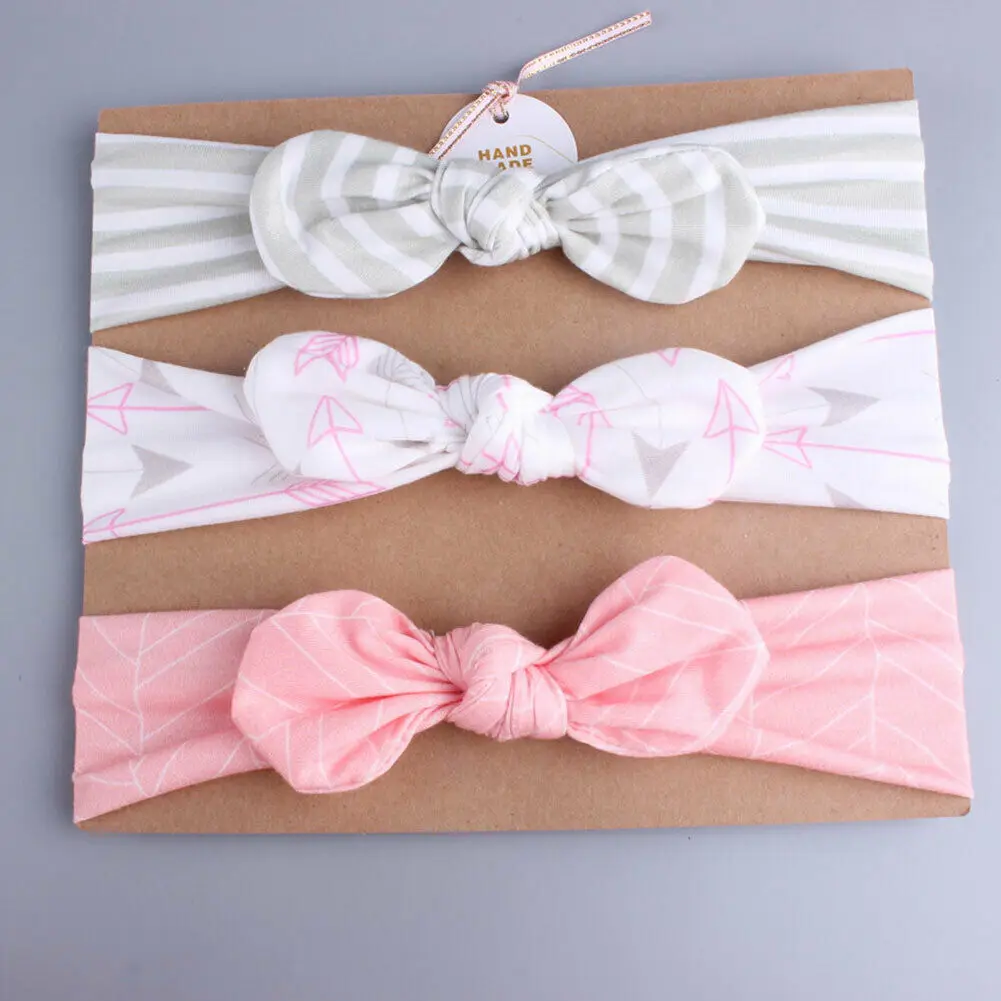 3Pcs Cute Baby Headband Rabbit Ear Neonata Bow Flower Elastic Haarband Girls Headbands Children Turban Hair Accessories Set | Детская