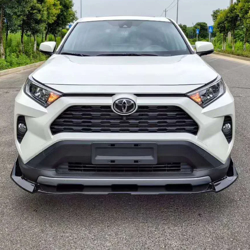 Сплиттер для переднего бампера диффузор подбородка губ Toyota RAV4 2019 2020 глянцевый