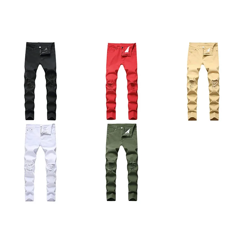 

High Street Ripped Jeans Men Black Slim Fit Pencil Denim Trousers Male Elastic Hip Hop Kanye West Branded Clothing 2021 Autumn