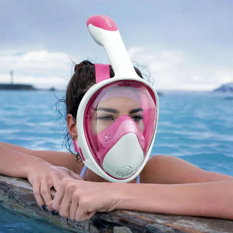 

COPOZZ Diving Mask Full Face Anti Fog Underwater Snorkel Scuba Mask Set Swimming Mask for Gopro Camera Kids Children Men Women
