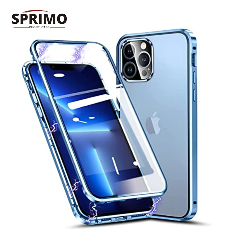 

Magnetic Double Side Glass Case For iphone 12 11 12Pro Max XR X XS Max 7 8 6 6S Plus Tempered Glass 2-Layers Hybrid Full Protect