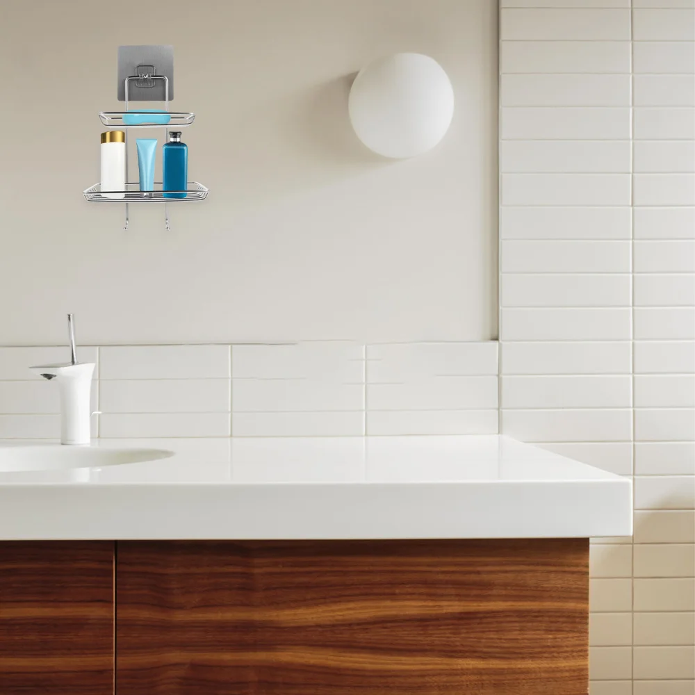 

Stainless Steel Shower Storage Toilet Soap Storage Shelves with Suction Cups