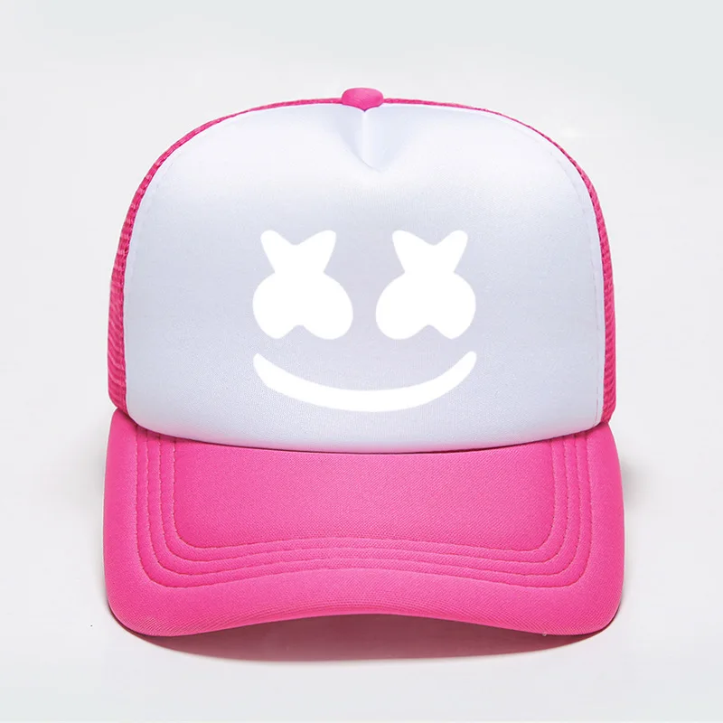 Хлопковые сахарные шляпы Marshmello с принтом лица смешной улыбающийся Dj лето осень бейсбольная шляпа папа женщины Кепка мужчины casquette - Цвет: roseo