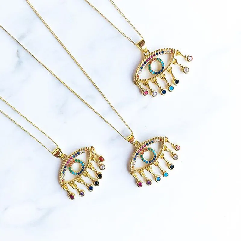 Оптовая продажа плавающая Гибкая красочная подвеска-капля с фианитами Золотое